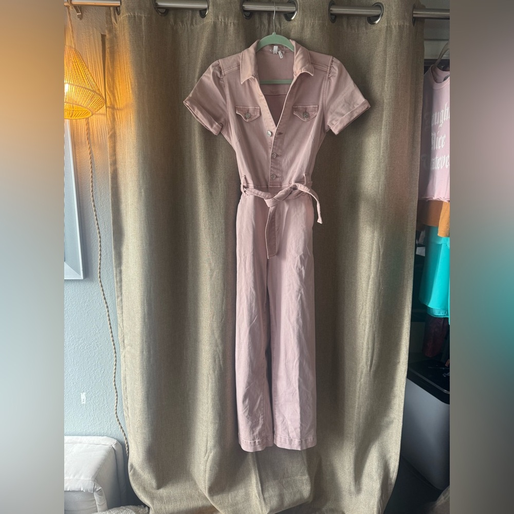 PAIGE Light Pink Anessa Denim Jumpsuit